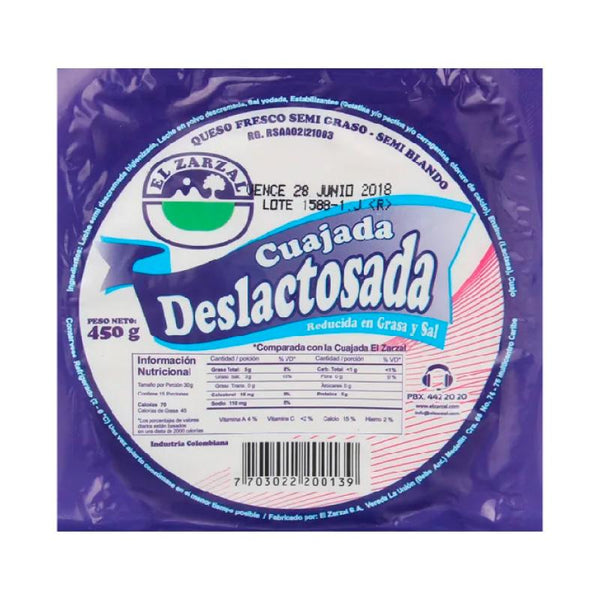 CUAJADA DESLACTOSADA 450G ZARZAL